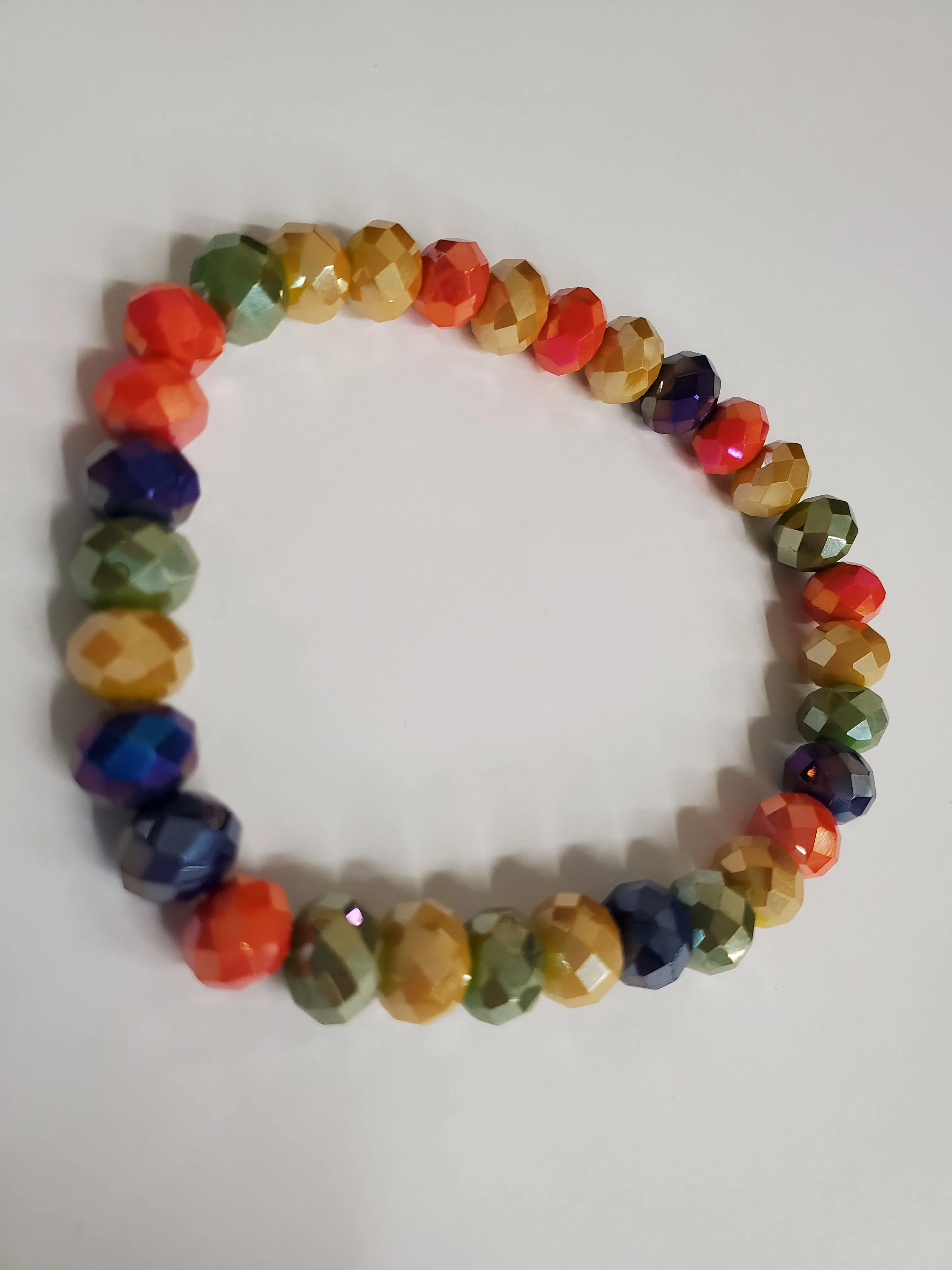 * Orange, Mustard, Olive, Purple Mix Crystal Bracelet*