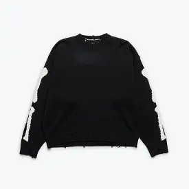 5G Cotton Knit BONE Crew Sweater - Black