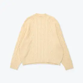 5G Wool Cable Knit PROFILE RAINBOWY Patch Sweater - Nat