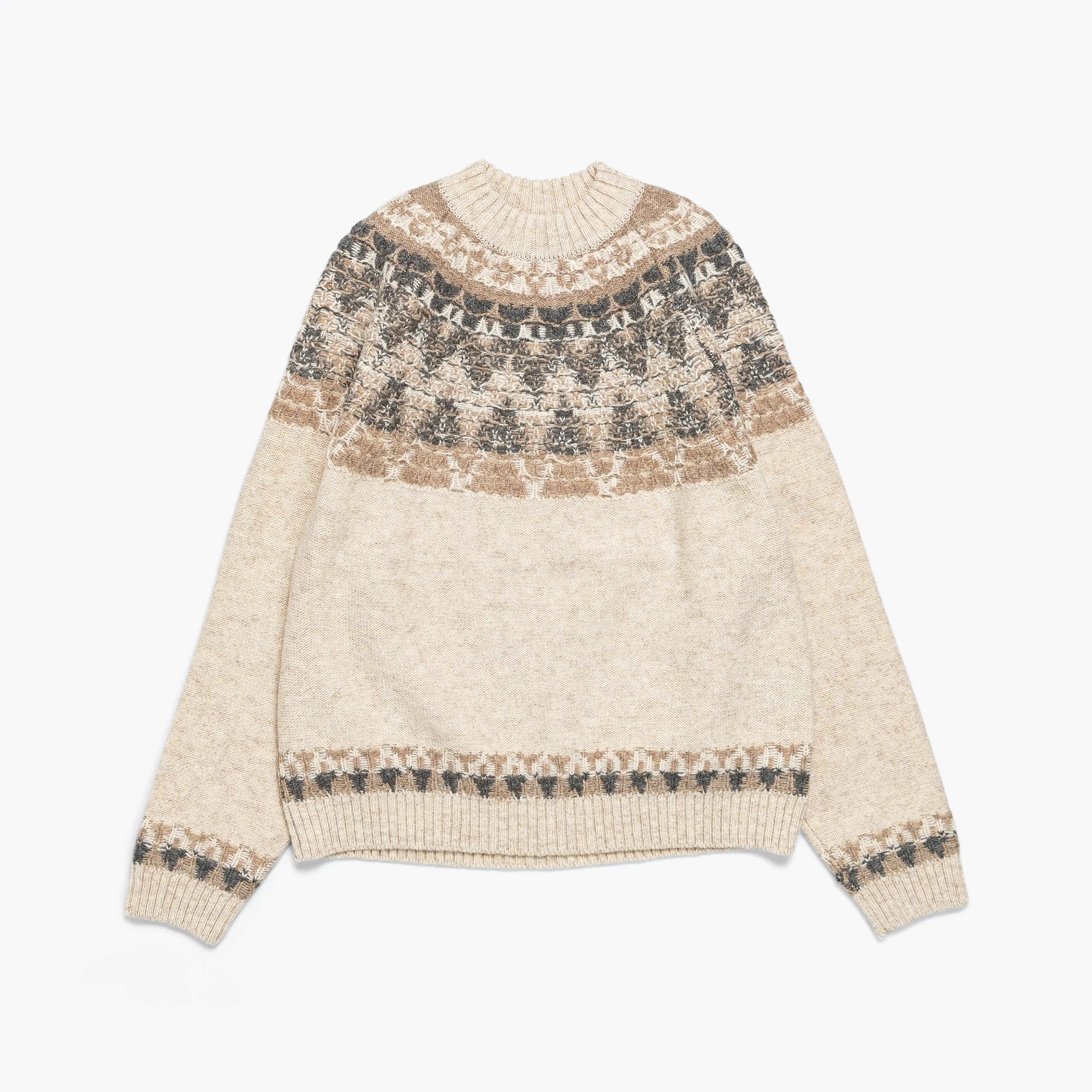 5G Wool NORDIC SMILIE Patch Raglan Sweater - Ecru