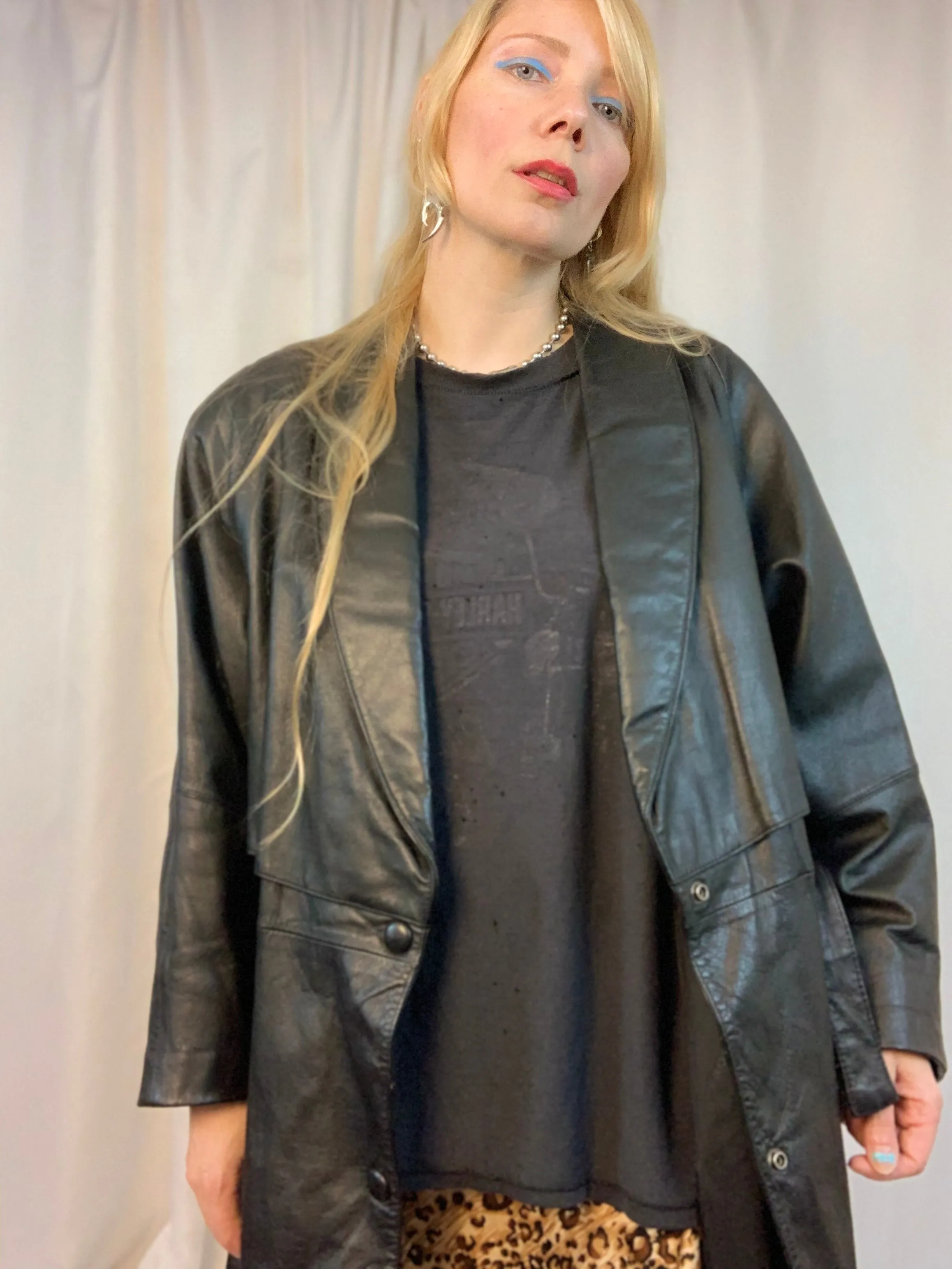 80’s leather trench jacket