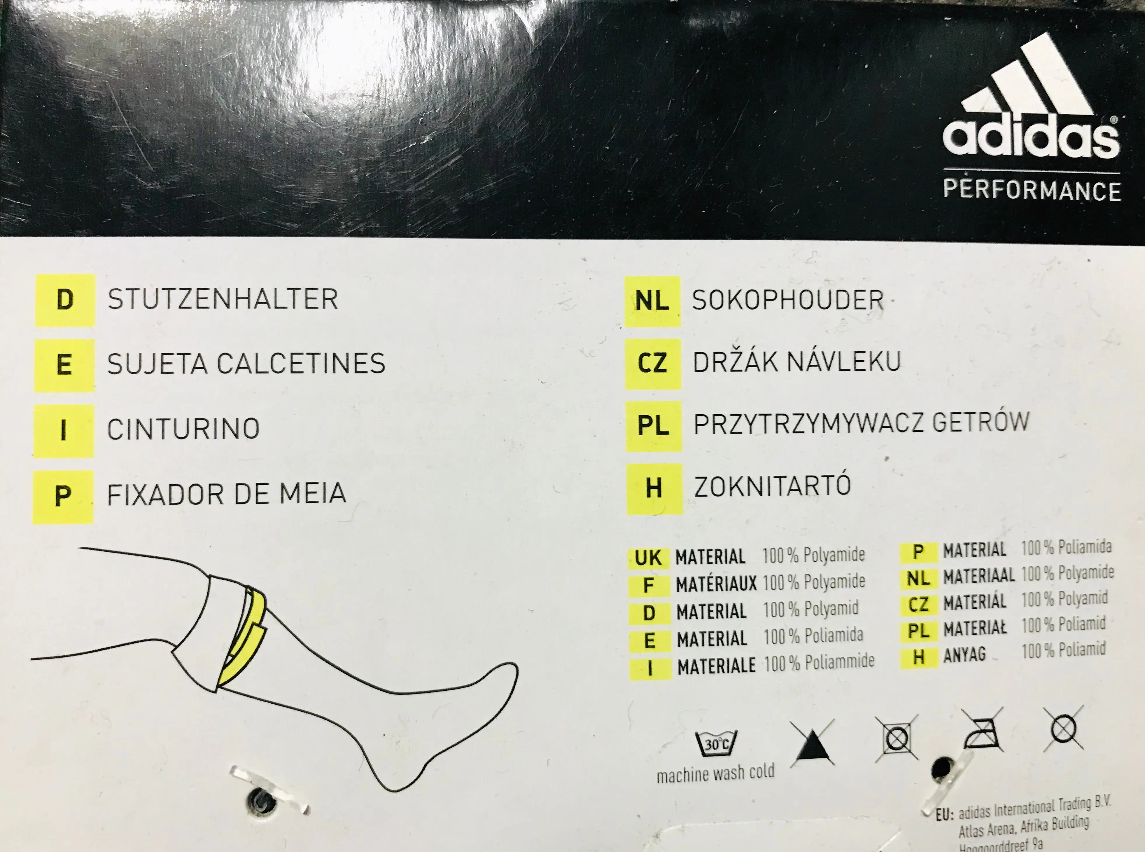 Adidas Sock Holder & Ankle Straps white set Football