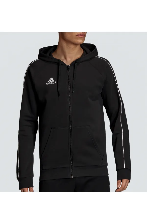 Adidas Stripe Zip Hoodie Black