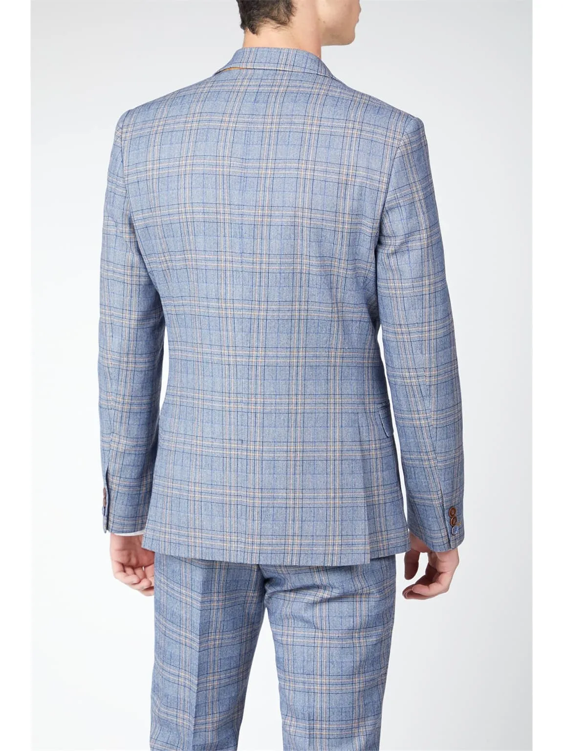 Antique Rogue Brando Light Blue Tweed Check 3 Piece Suit