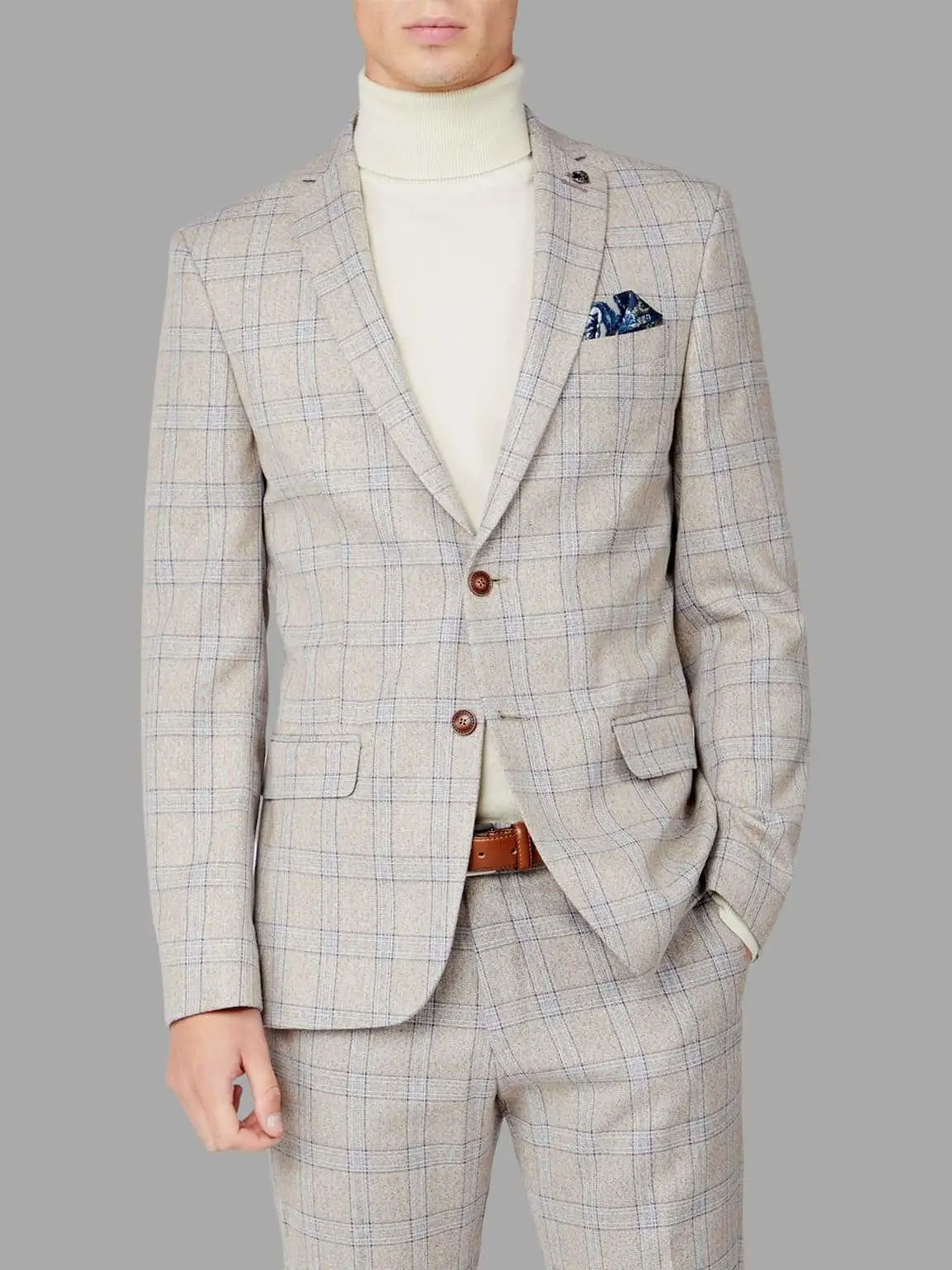 Antique Rogue Saint Cream Check Tweed 3 Piece Suit