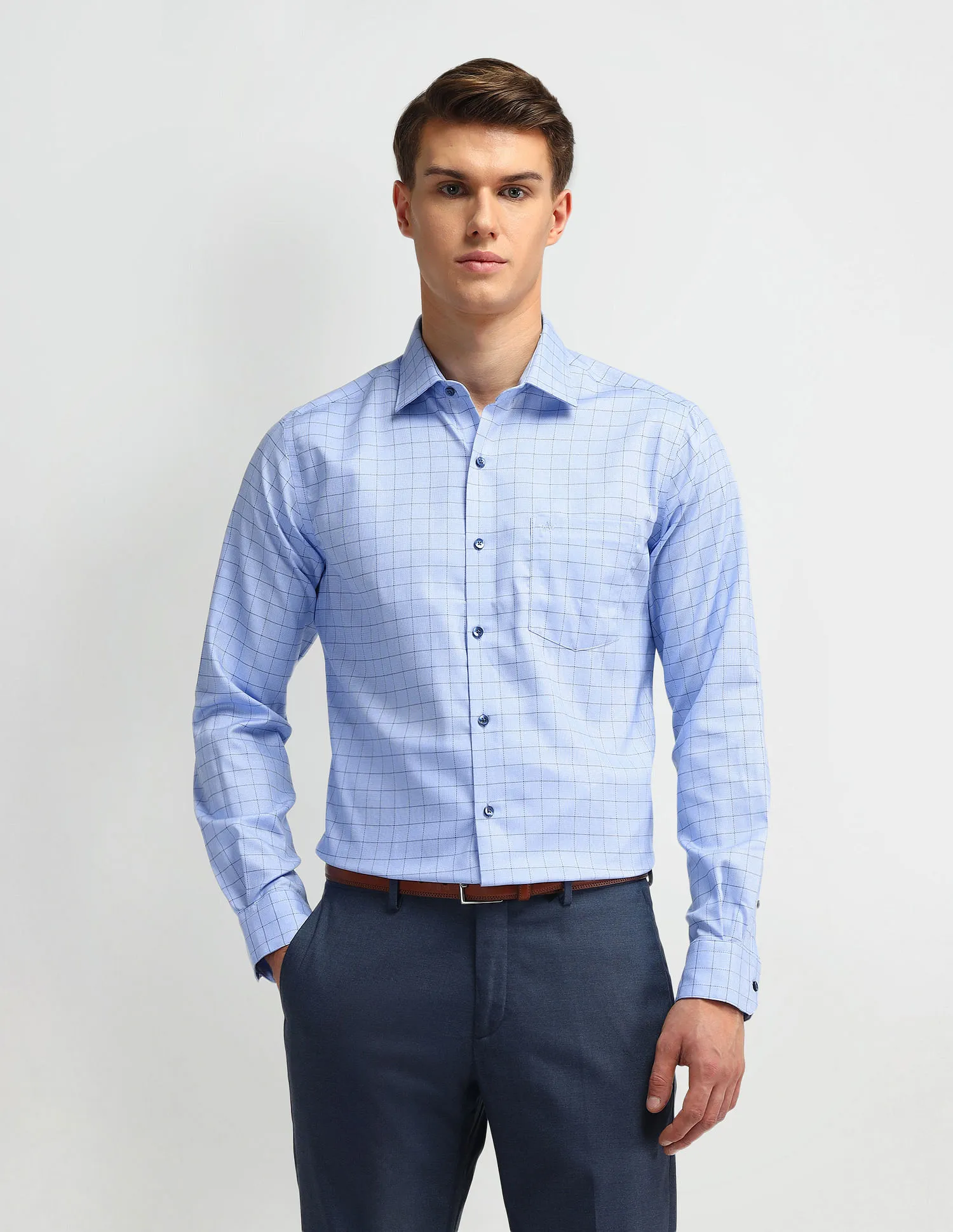 Arrow Manhattan Slim Fit Windowpane Checks Shirt