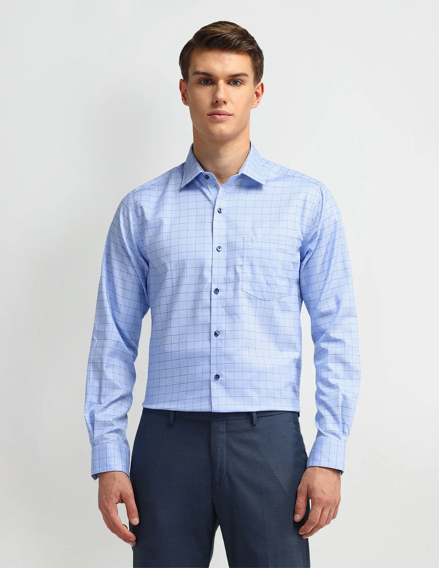 Arrow Manhattan Slim Fit Windowpane Checks Shirt