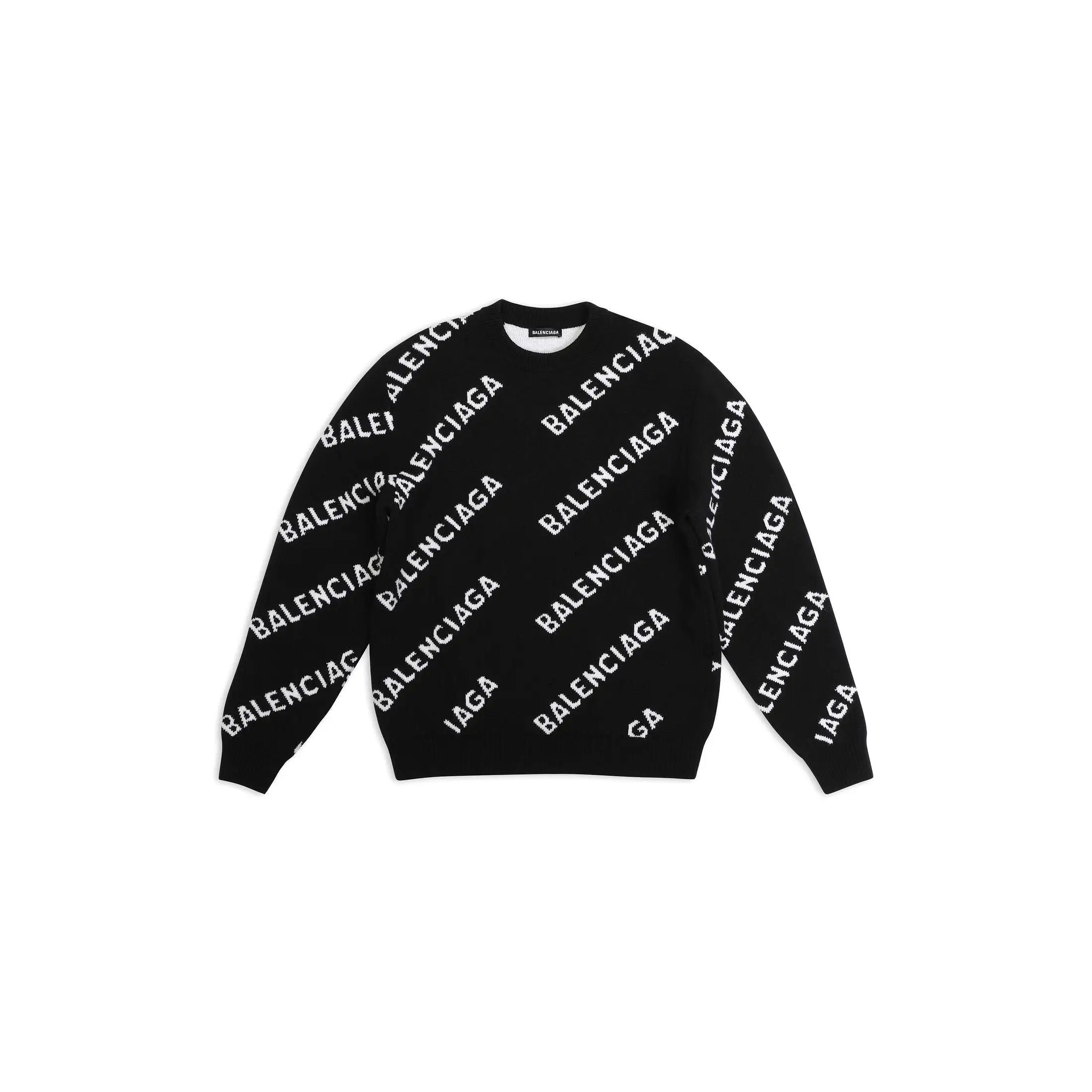 Balenciaga Allover Logo Sweater Black