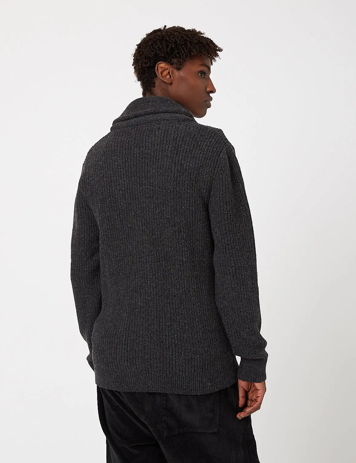 Barbour Findlay Button Through Shawl Sweater - Charcoal