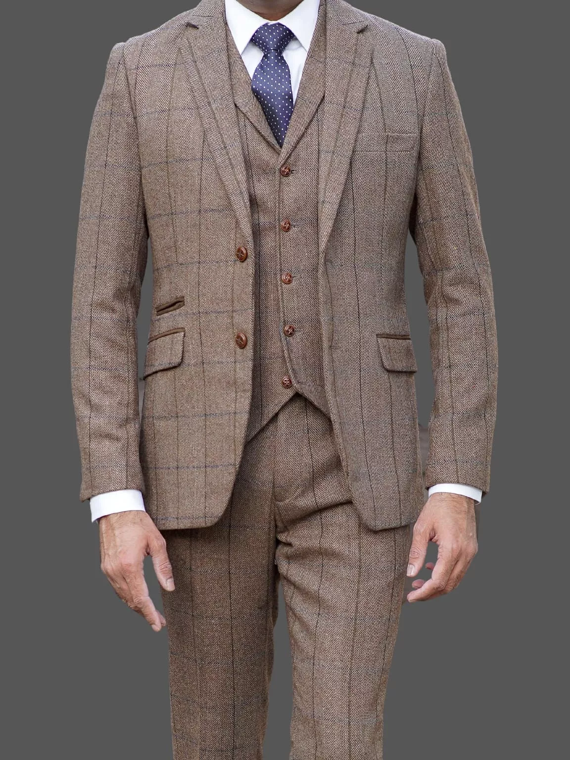 Barucci Marcus Men's Vintage Brown 3 Piece Tweed Suit