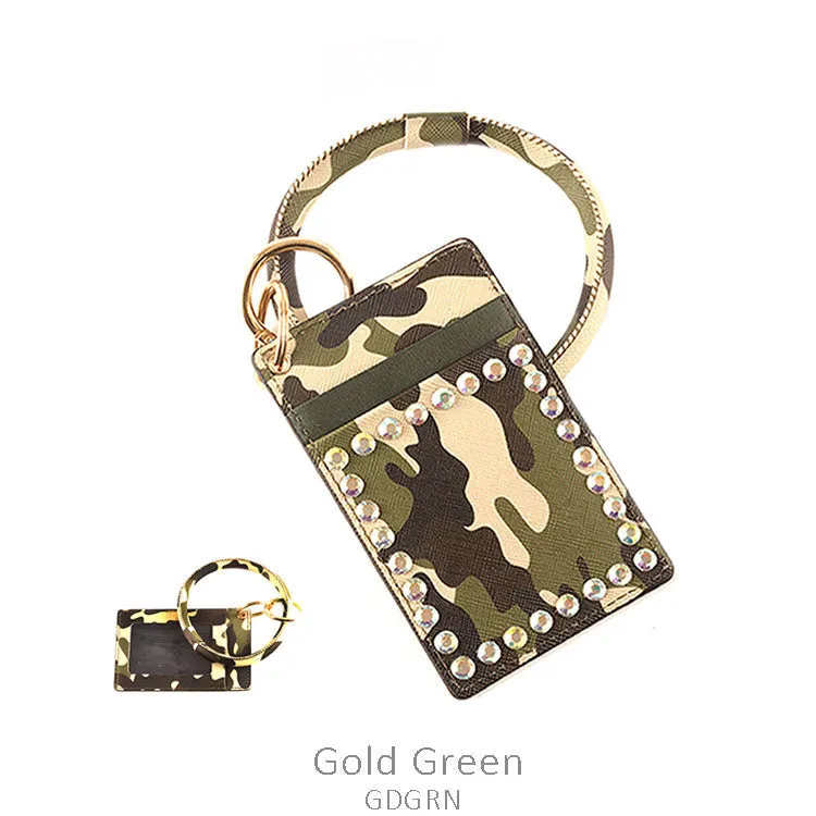 Beautiful Bling Camo Card Holder Key Ring