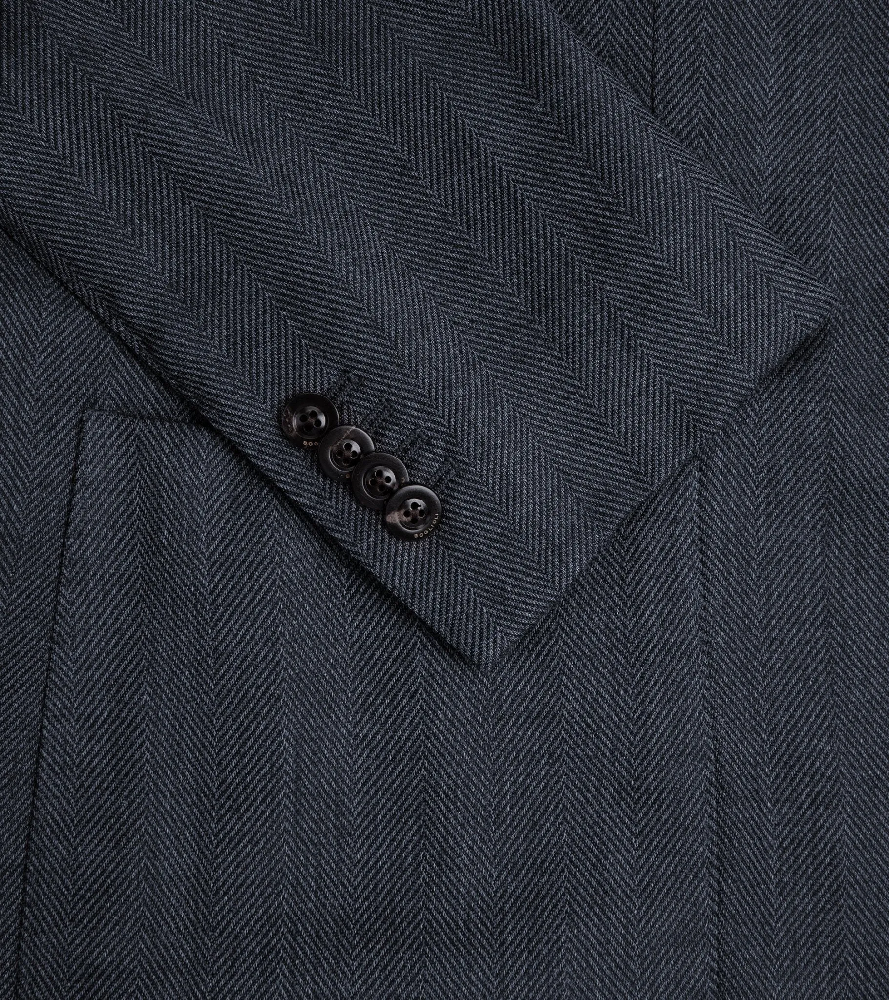 Boglioli Wool Mix Herringbone K Jacket: Navy