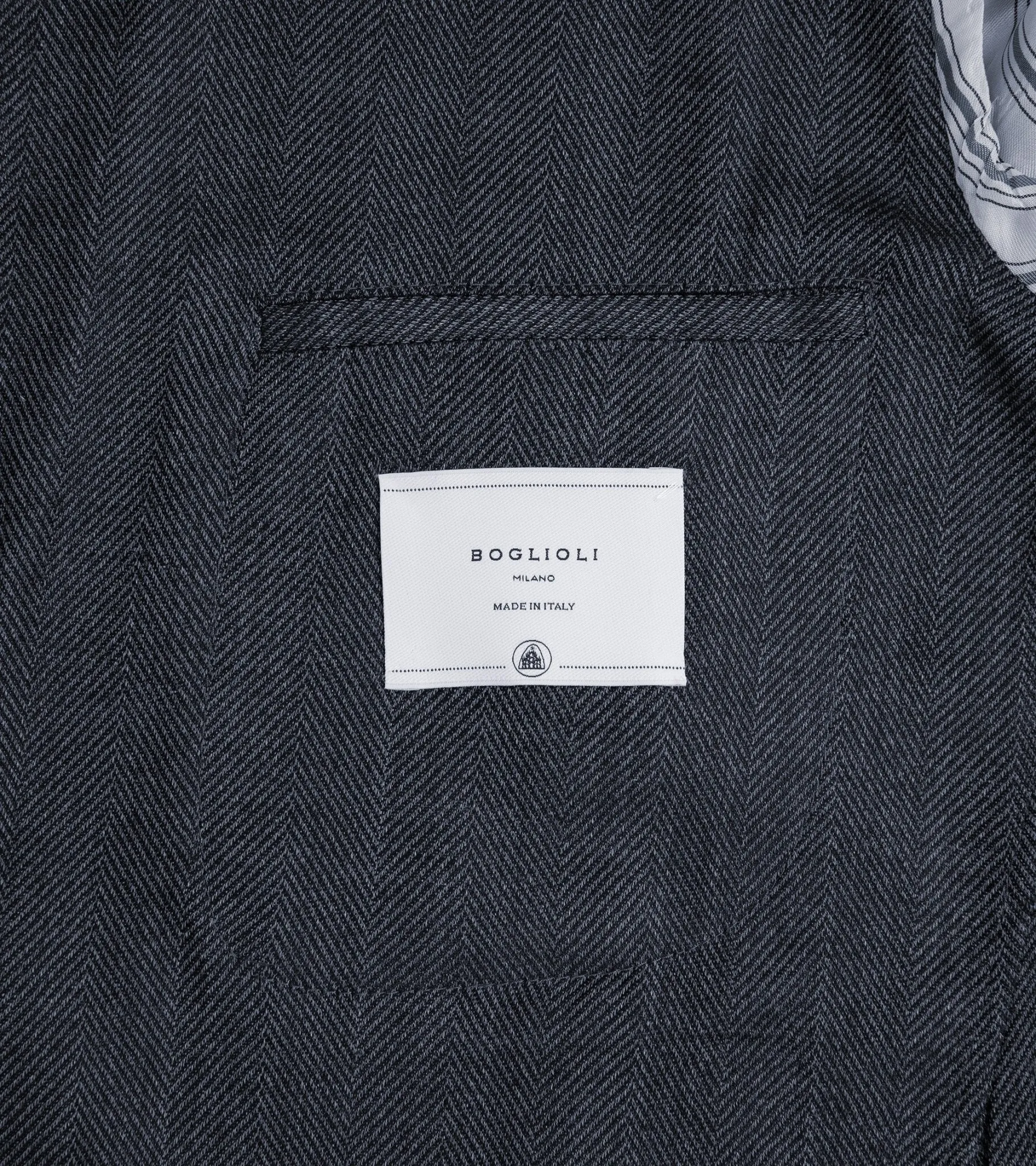 Boglioli Wool Mix Herringbone K Jacket: Navy