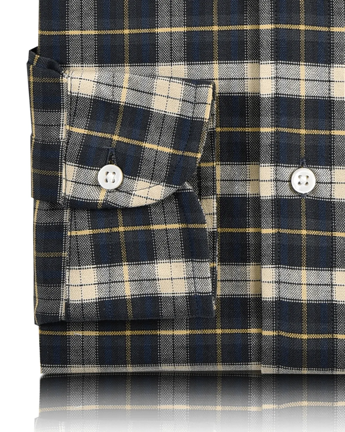 Bottle Green Navy Cream Tartan Checks Shirt