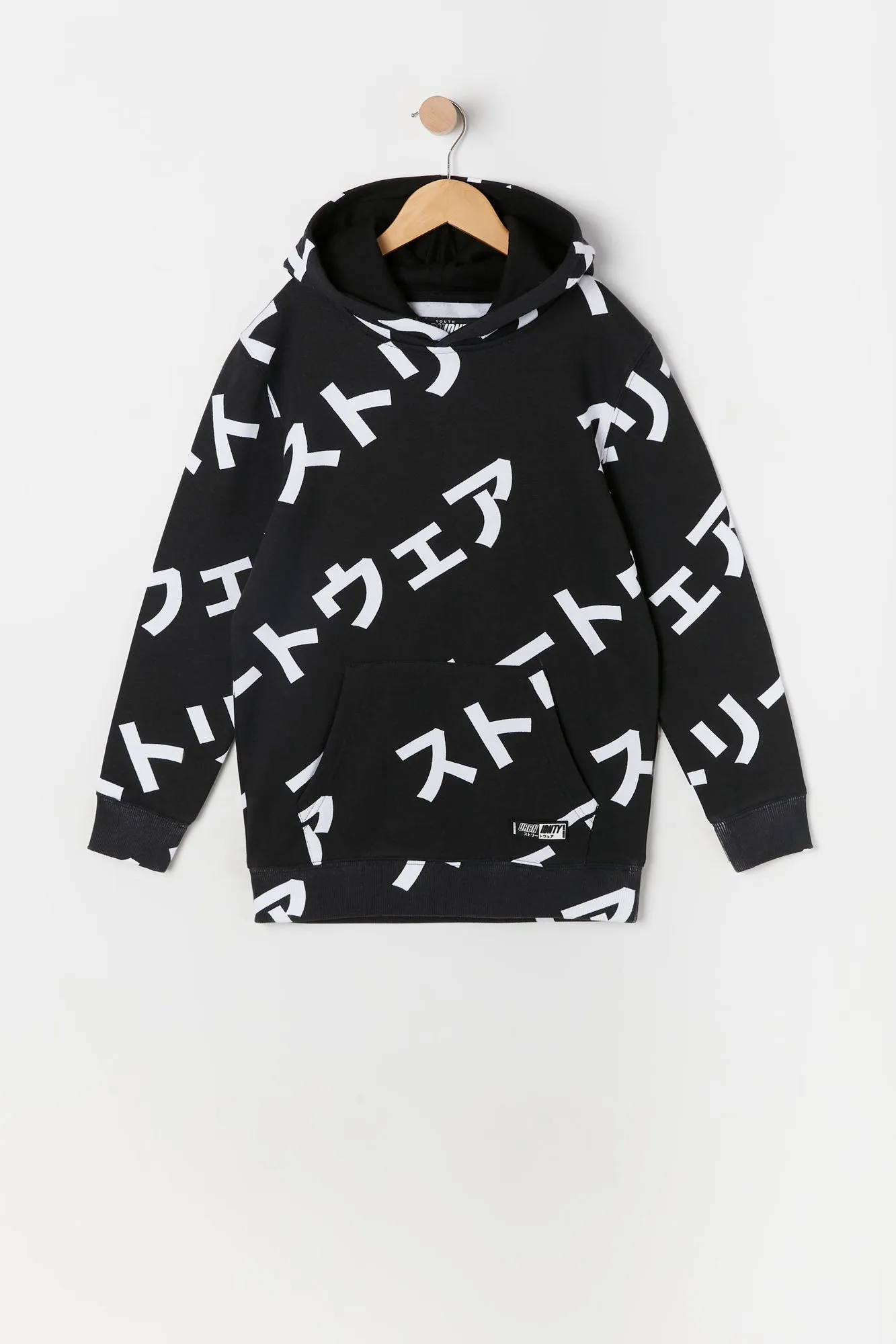 Boys Kanji Letters Print Hoodie