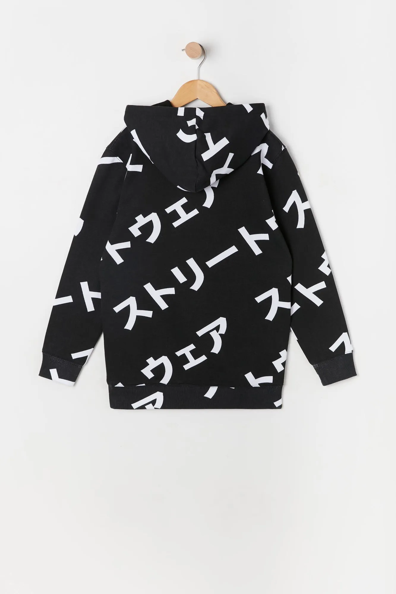 Boys Kanji Letters Print Hoodie