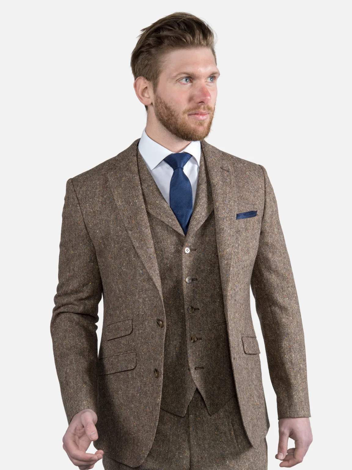 Brown Donegal Tweed Suit 3 Piece 100% Wool Suit Elton by Torre