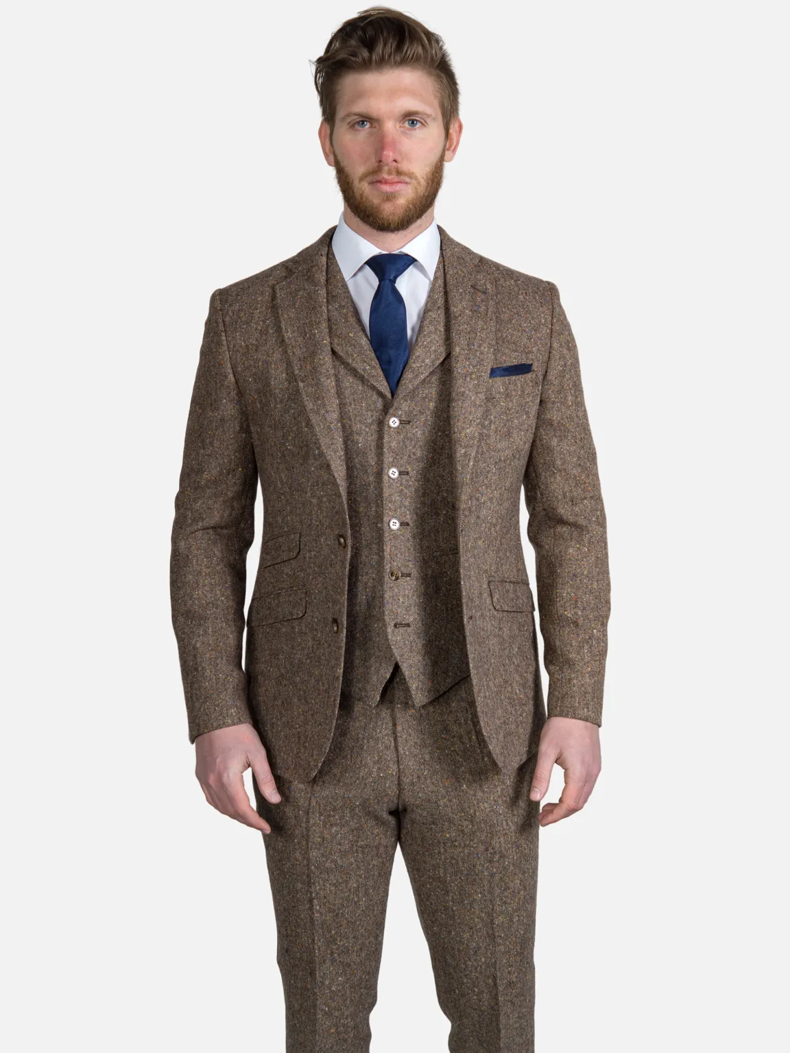 Brown Donegal Tweed Suit 3 Piece 100% Wool Suit Elton by Torre