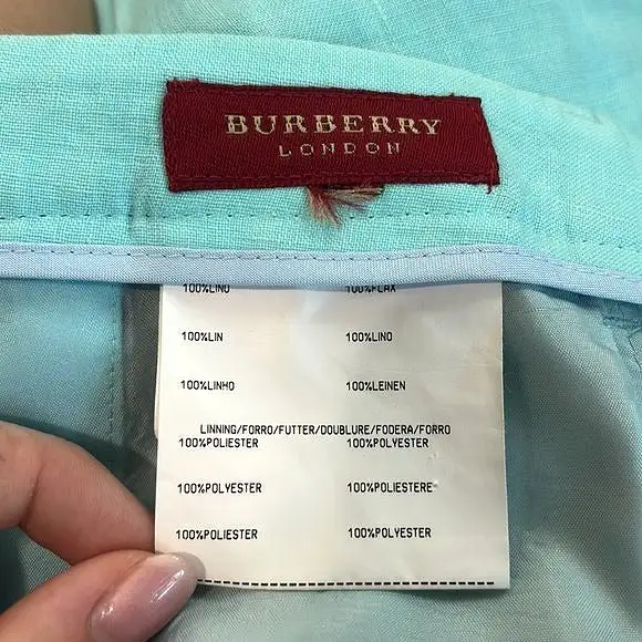 Burberry Aqua Linen Blazer and Trousers Suit Set