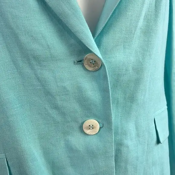 Burberry Aqua Linen Blazer and Trousers Suit Set