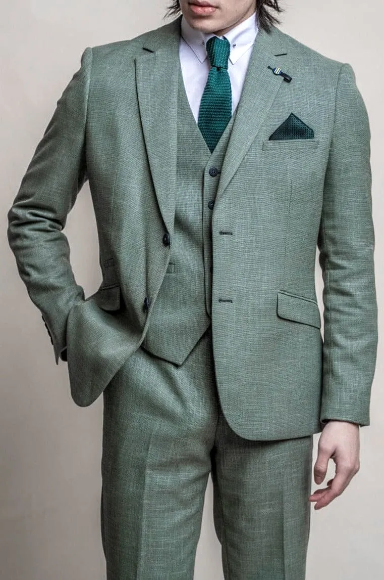 Cavani Miami Men's Sage Green 3 Piece Suit