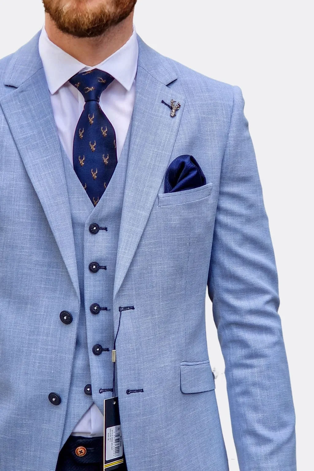 Cavani Miami Sky Blue Suit with Navy Trousers