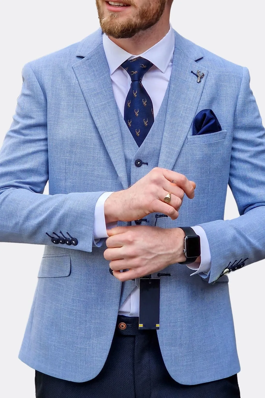 Cavani Miami Sky Blue Suit with Navy Trousers