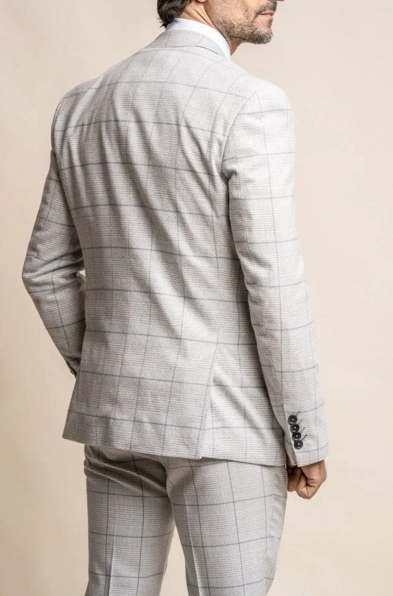 Cavani Radika 3 Piece Light Grey Check Tweed Suit