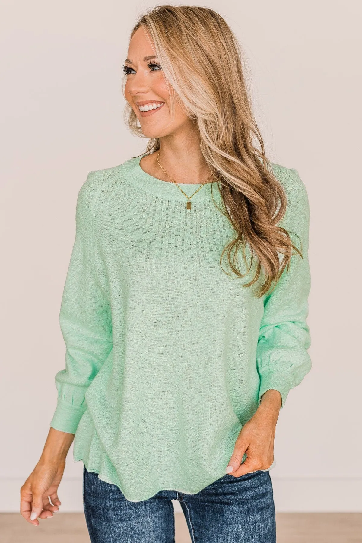 Choose Yourself Knit Sweater- Mint