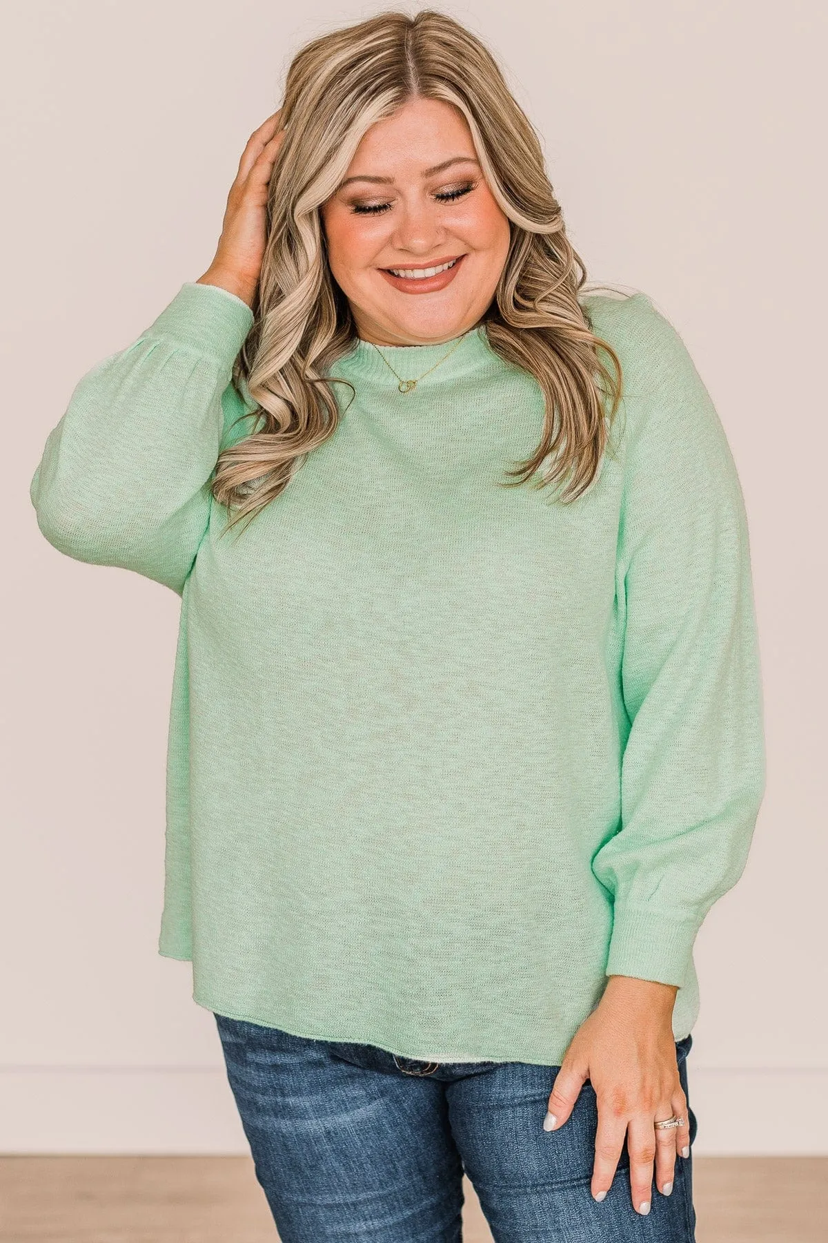 Choose Yourself Knit Sweater- Mint