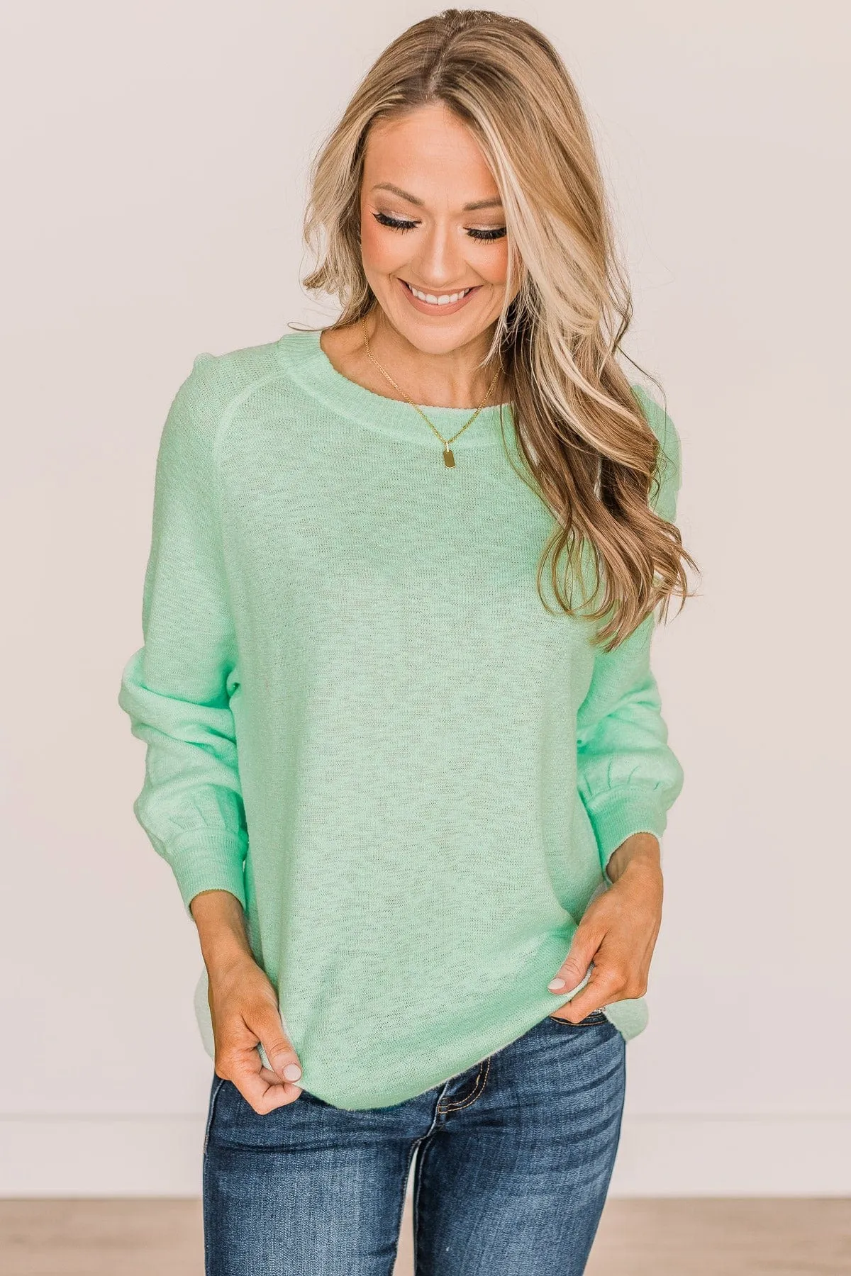 Choose Yourself Knit Sweater- Mint