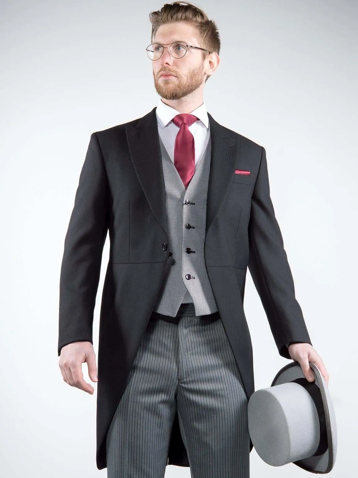 Classic Black Herringbone Morning Suit Package