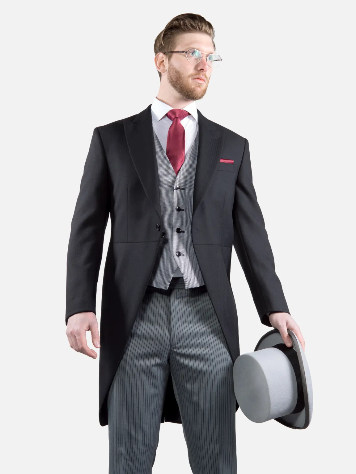 Classic Black Herringbone Morning Suit Package