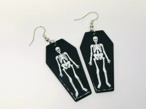 Coffin Skeleton Halloween Acrylic Earrings Horror