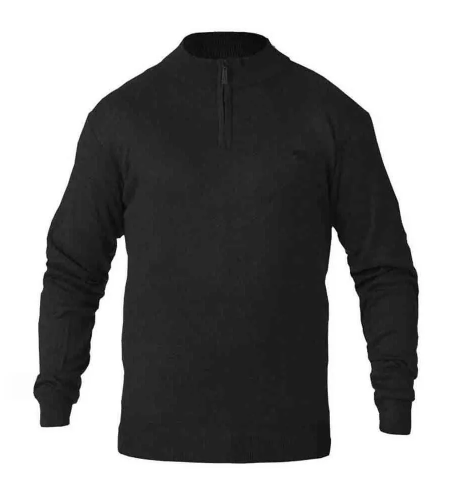 D555 Big Mens Black Quarter Zip Knitted Sweater (GIUSEPPE 1)