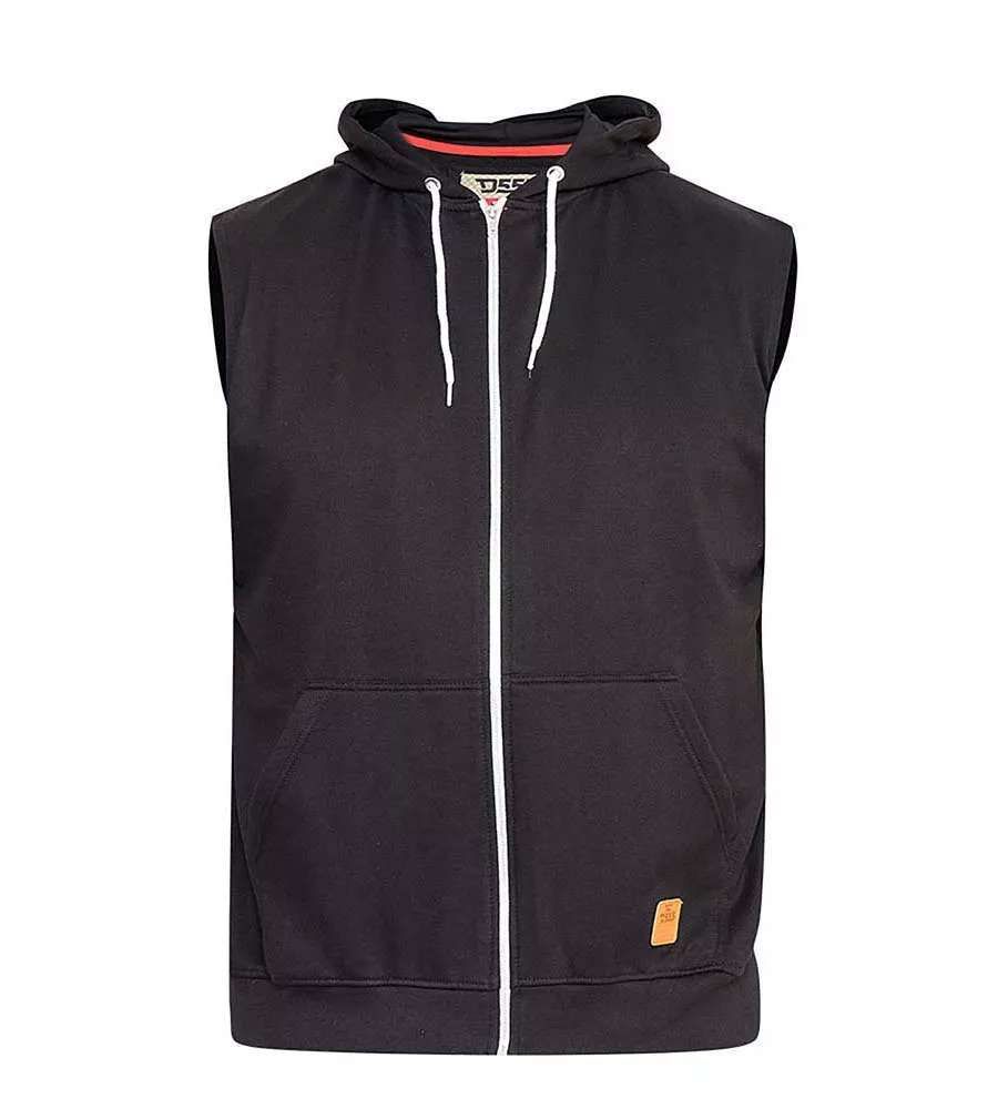 D555 Big Mens Black Sleeveless Hoodie (BLAKE BLACK)