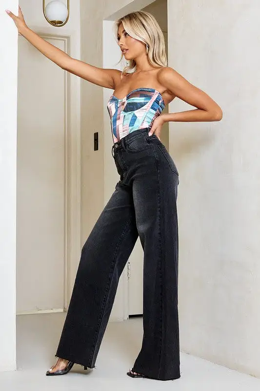 Did She Really High Waisted Wide Leg Jeans [online exclusive]