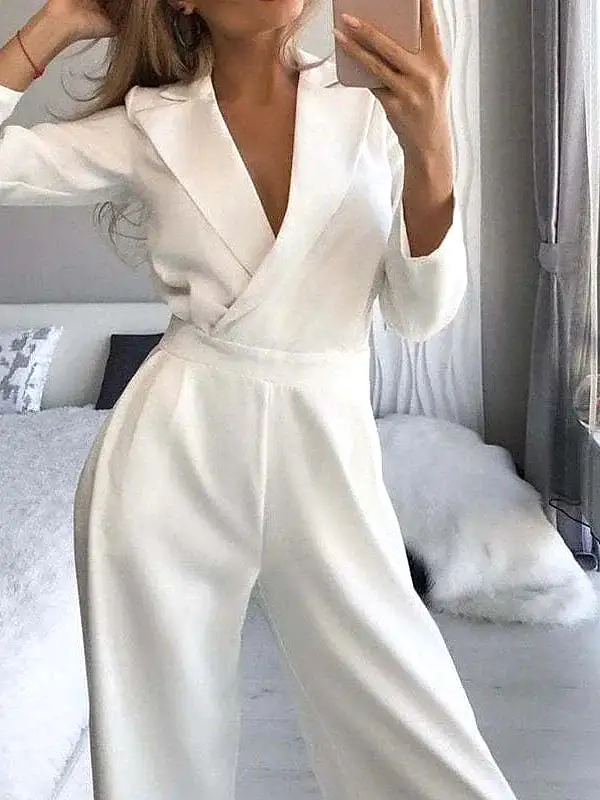 Elegant Casual V-Neck High Waist Jumpsuit for Women