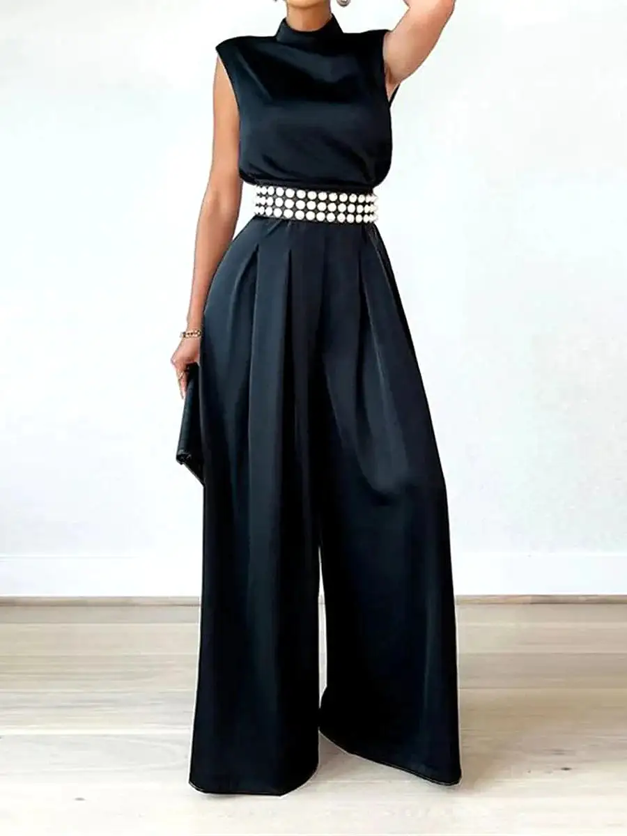 Elegant Sleeveless High Waist Women's Jumpsuit for Parties and Events