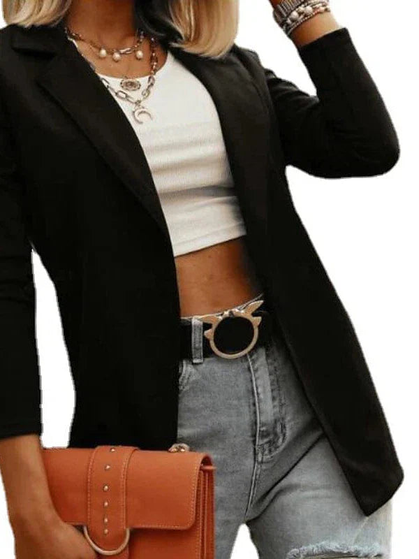 Elevate Your Style with this Chic Black and White Women's Blazer Casual Jacket