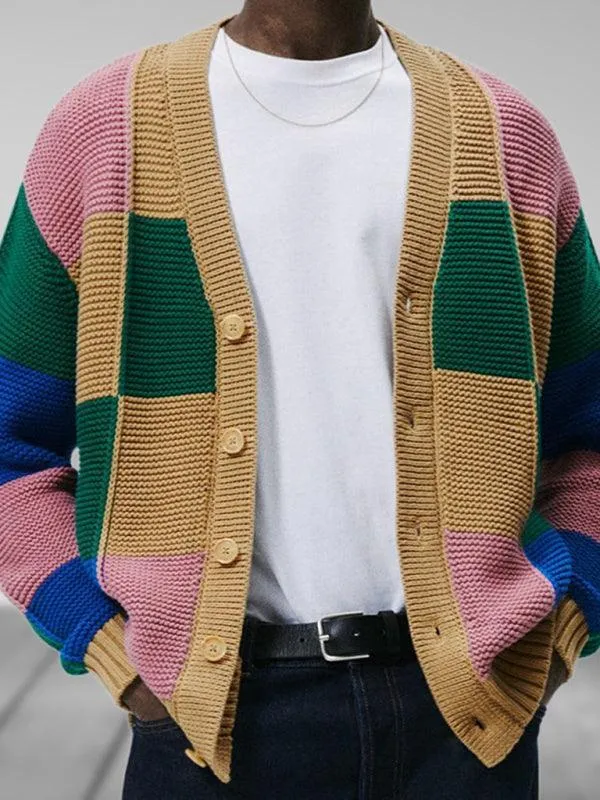 Fashionable Multicolor Men Cardigan Sweater