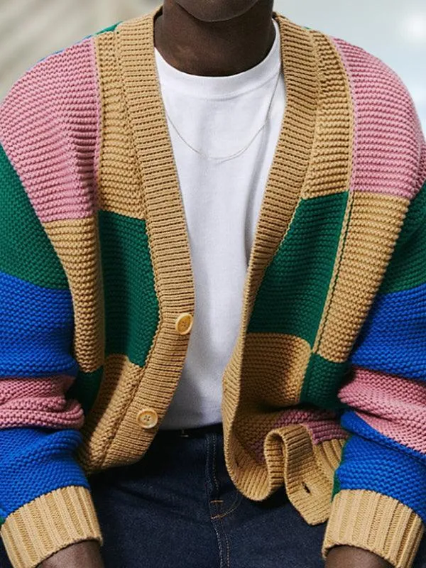 Fashionable Multicolor Men Cardigan Sweater