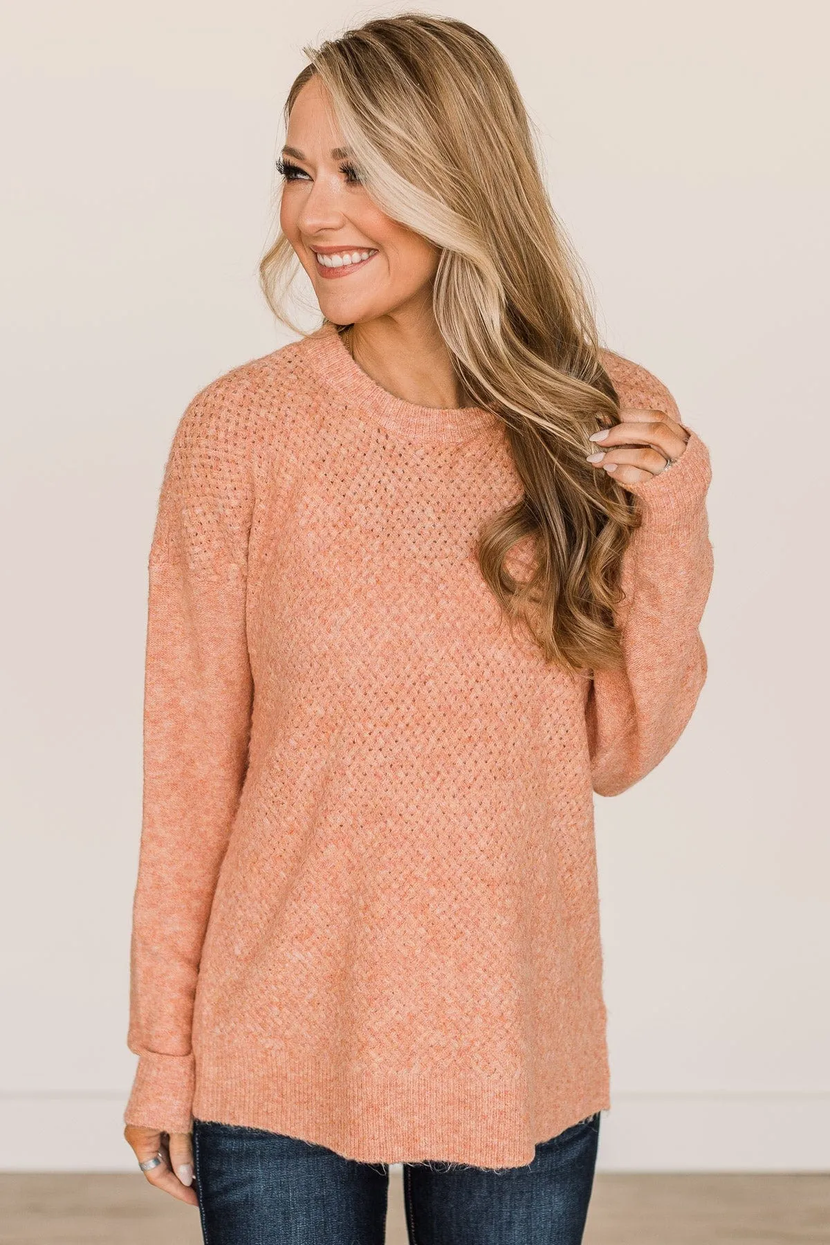 Feeling Fortunate Knit Sweater- Peach