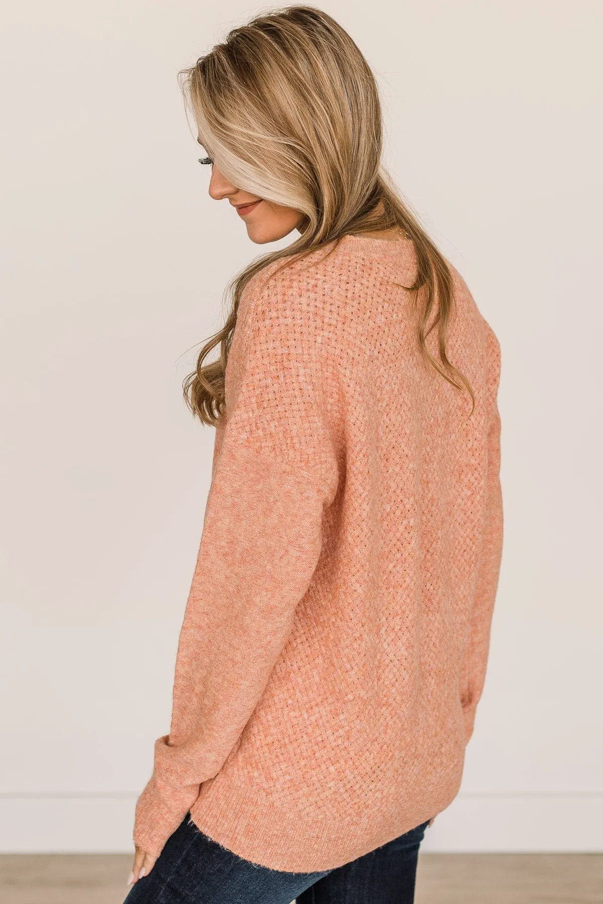 Feeling Fortunate Knit Sweater- Peach