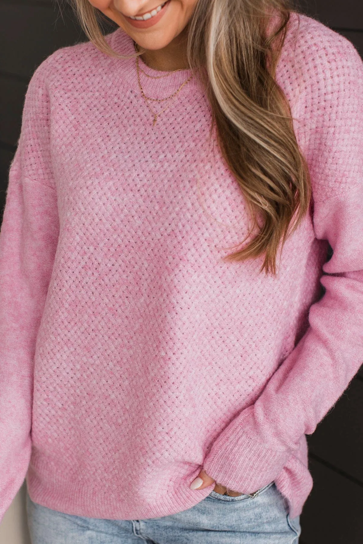 Feeling Fortunate Knit Sweater- Pink