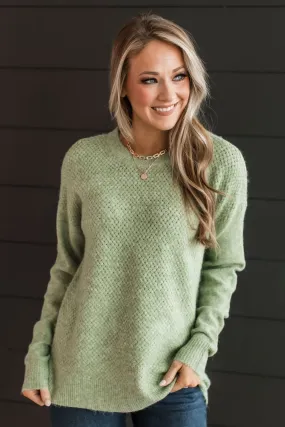 Feeling Fortunate Knit Sweater- Sage