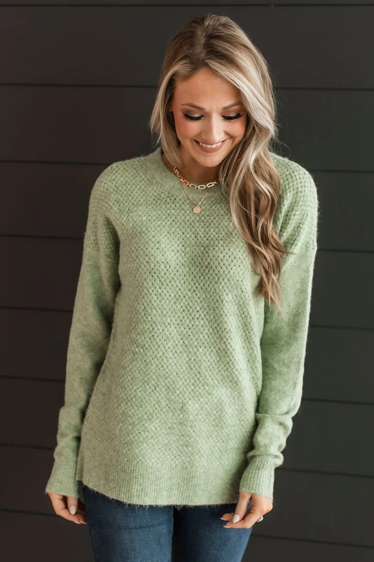 Feeling Fortunate Knit Sweater- Sage