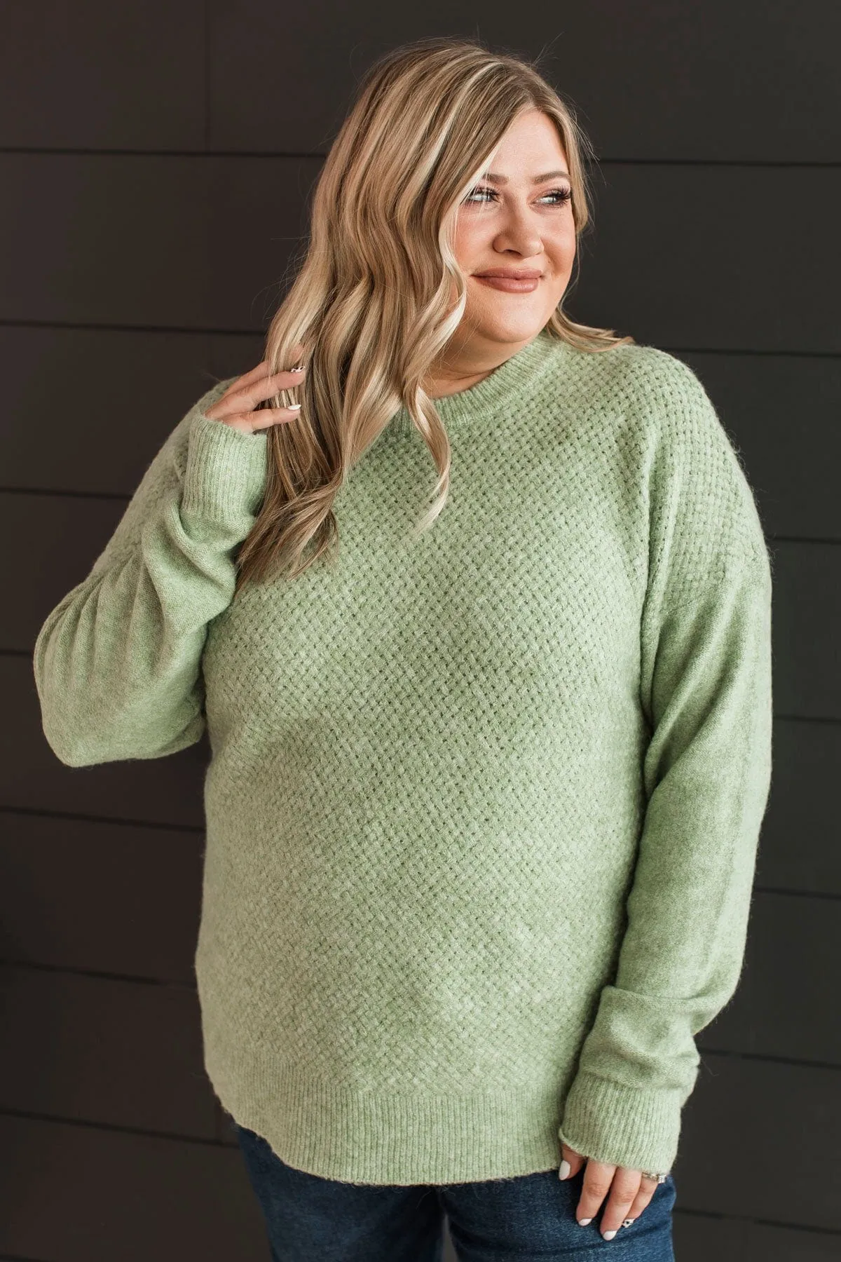 Feeling Fortunate Knit Sweater- Sage