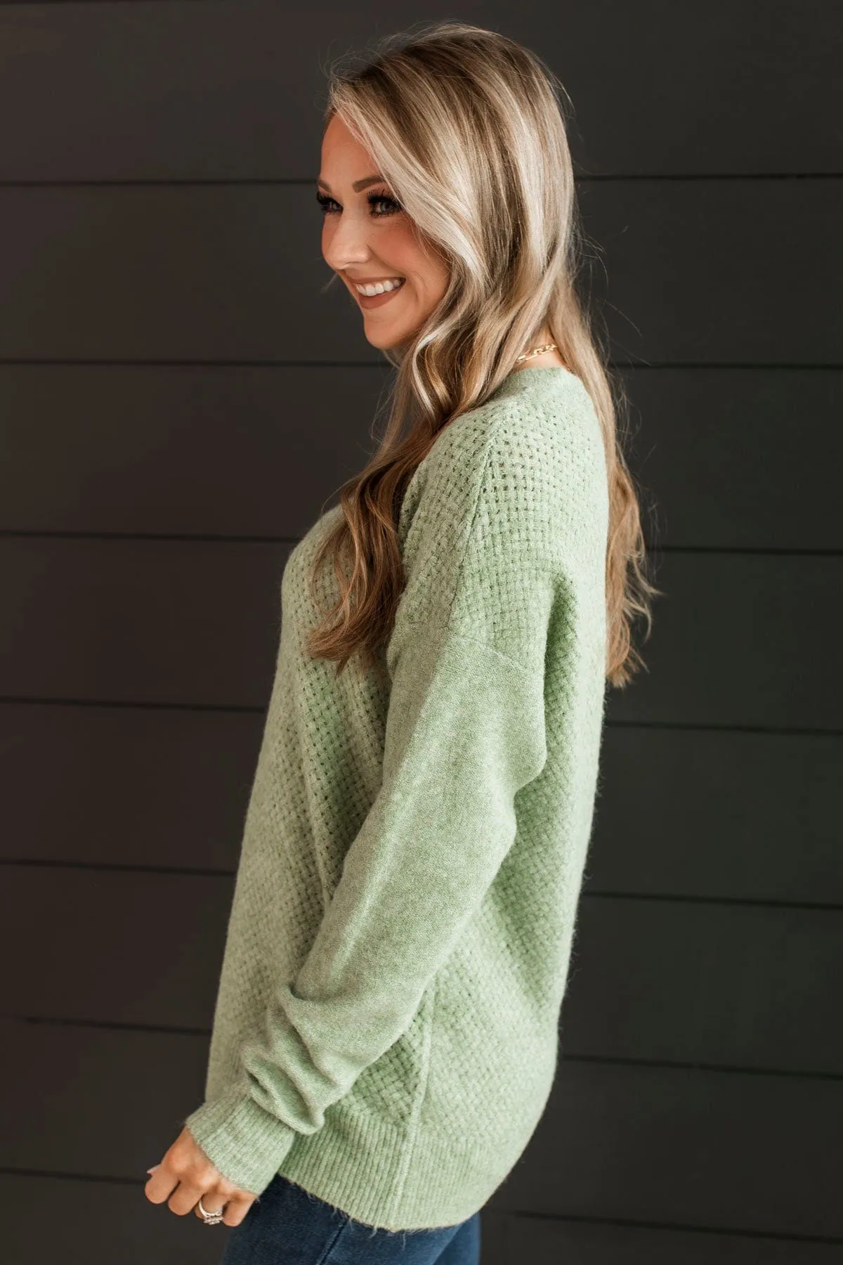 Feeling Fortunate Knit Sweater- Sage