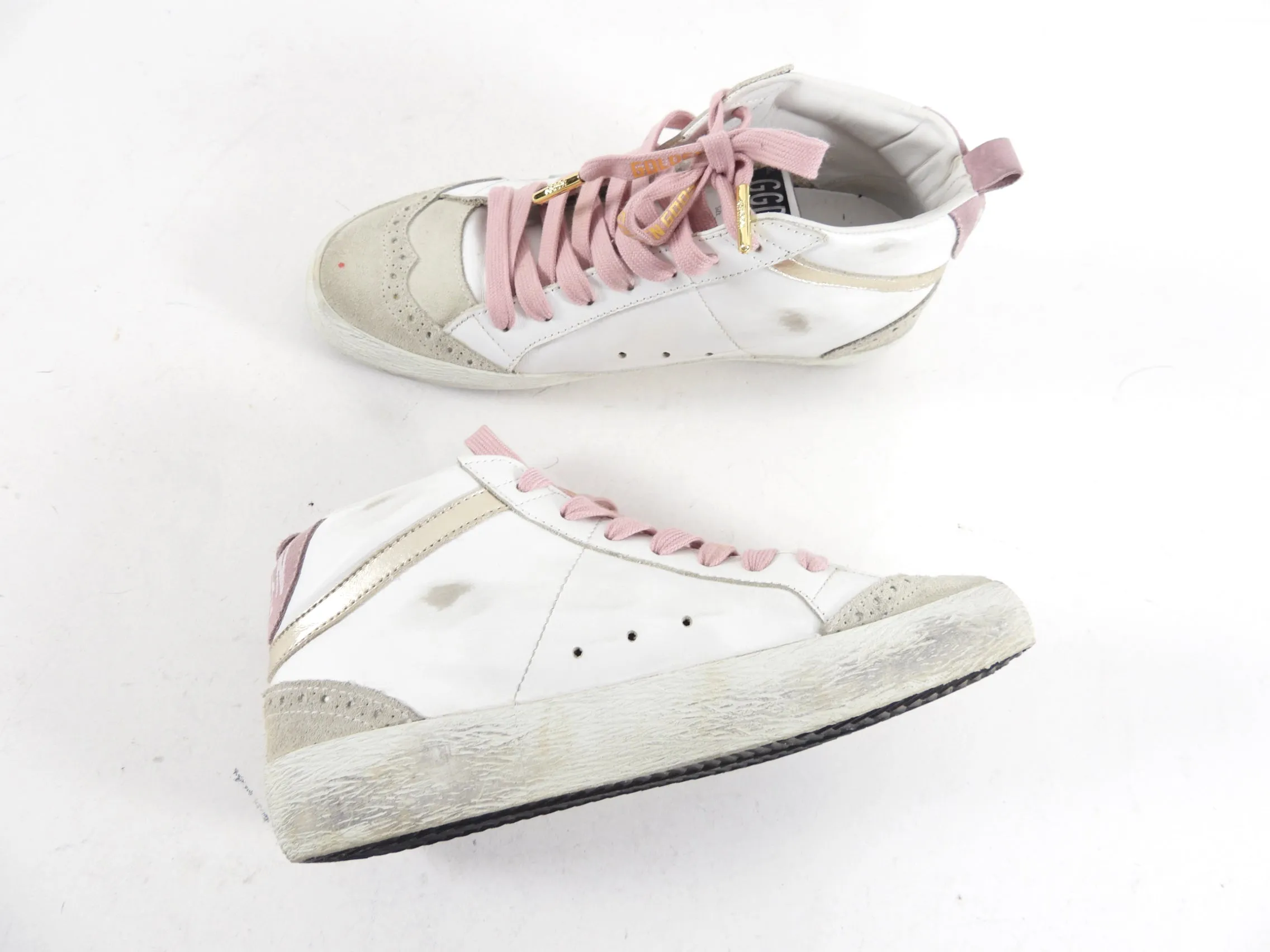 Golden Goose Mid Start Pink and White - 36